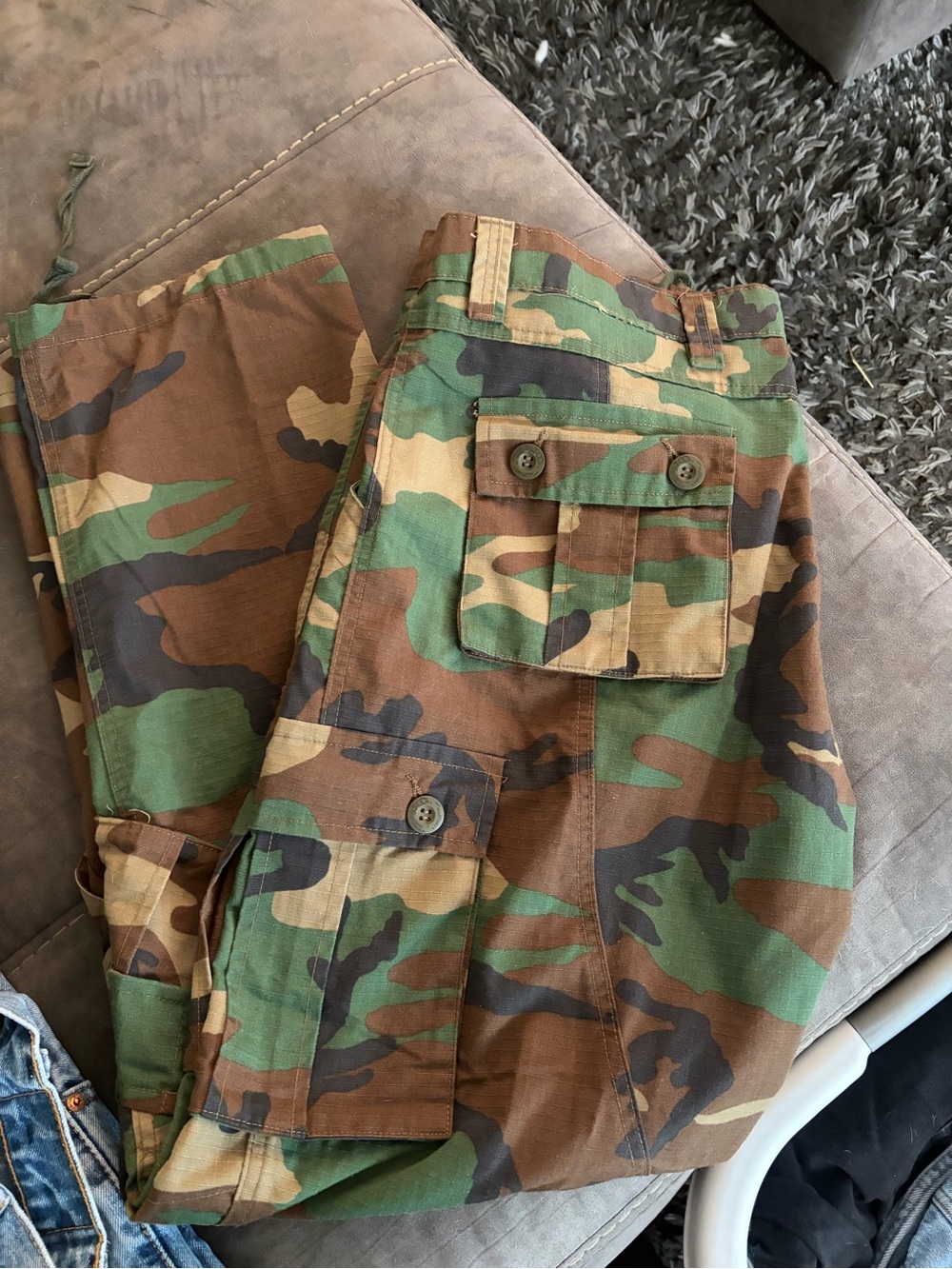 Men's Camo Cargo Pants - Green/Brown Woodland Camouflage